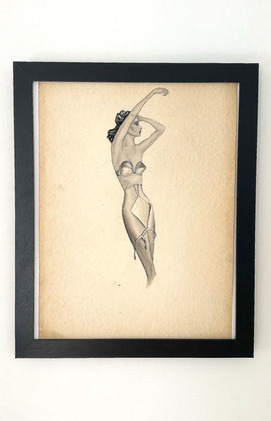 Ink Lingerie Magazine Drawing / 1940s-50s