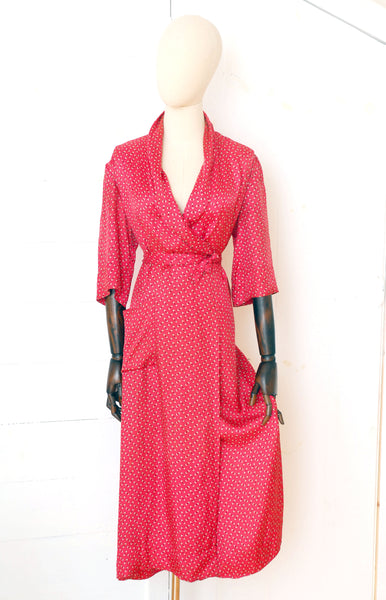 Angular Heart Wrap Dress or Robe / 1940s