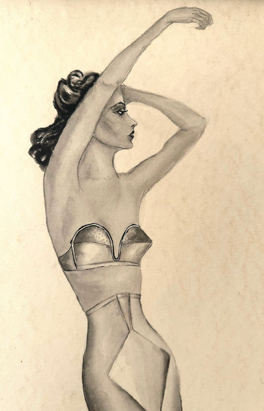 Ink Lingerie Magazine Drawing / 1940s-50s