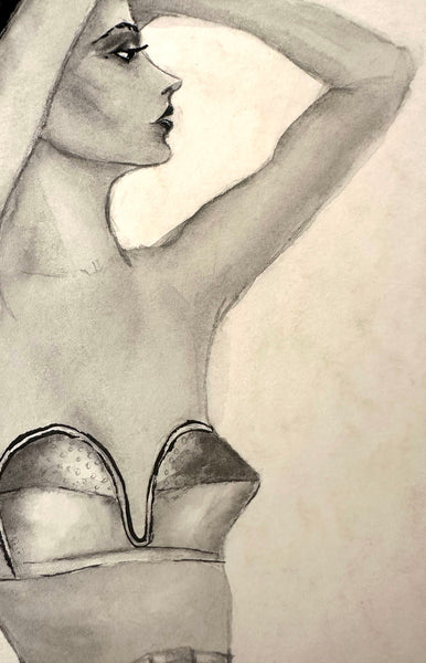 Ink Lingerie Magazine Drawing / 1940s-50s