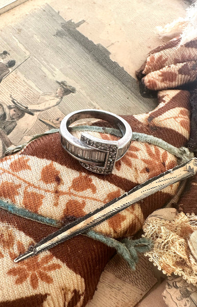 1920s-30s Sterling Buckle Ring | Size 8