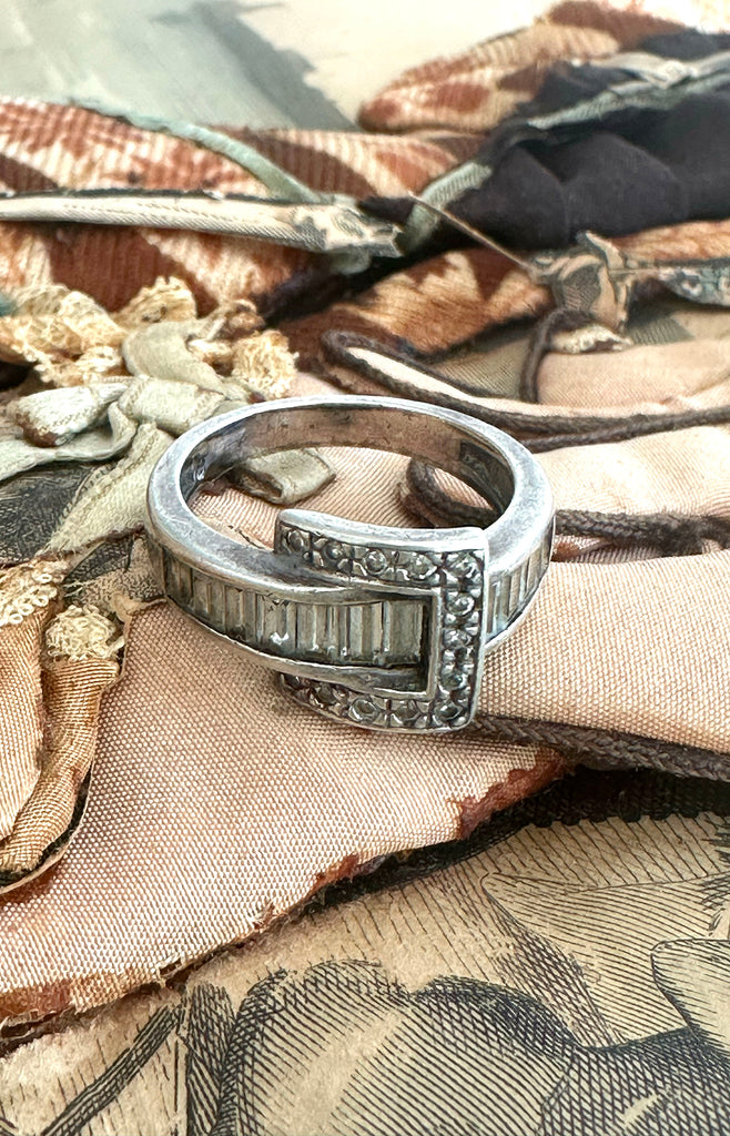 1920s-30s Sterling Buckle Ring | Size 8