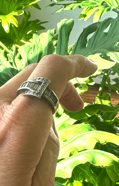 1920s-30s Sterling Buckle Ring | Size 8