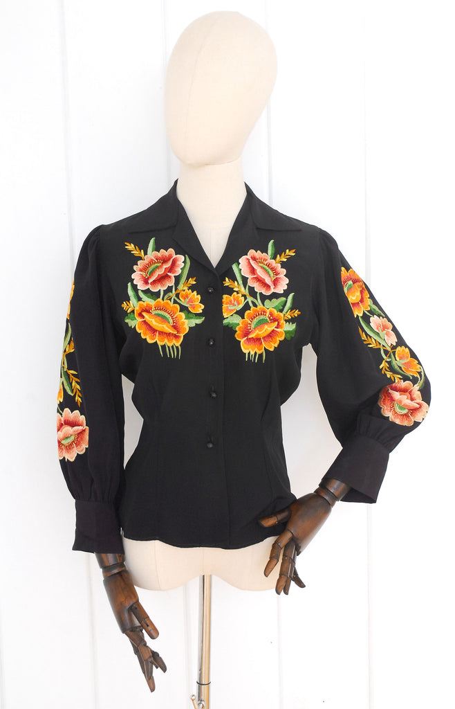 Casa Saucedo Embroidered Blouse / 1940s