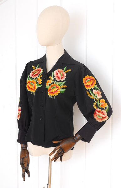 Casa Saucedo Embroidered Blouse / 1940s