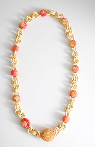 Long Celluloid Bauble Necklace / 1930s