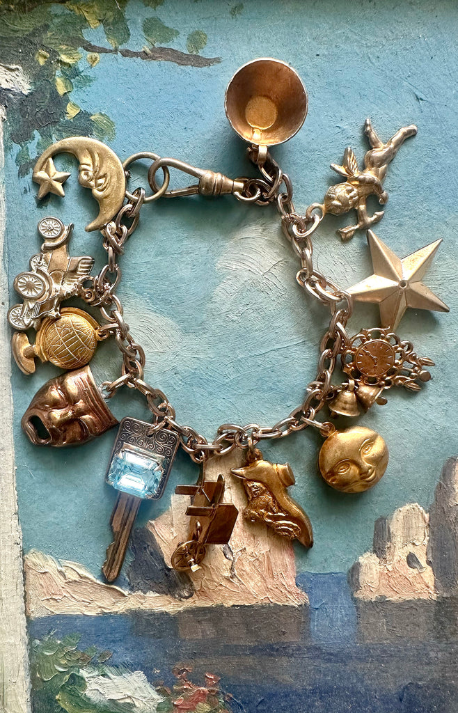 Charm Bracelet | Moon, Antique Shoe, Key, Globe, Vessel, Star, Mask + more