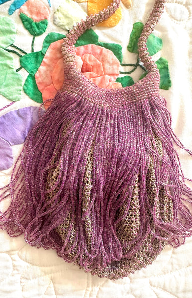 Swinging Lilac Fringe Purse / 1920s