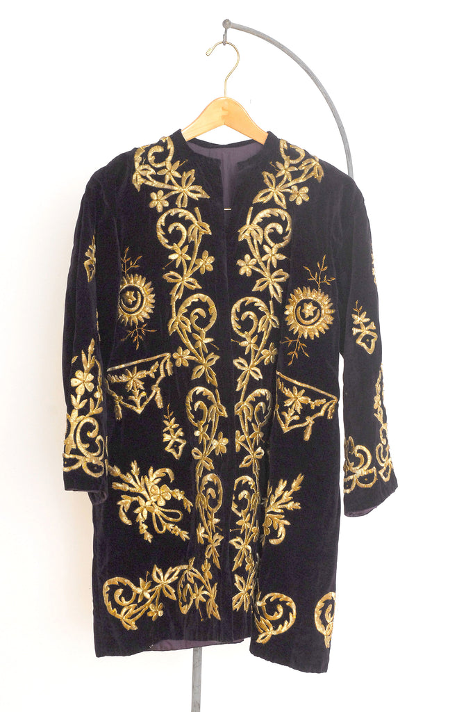 Gilded Amethyst Velvet Coat / 1950s