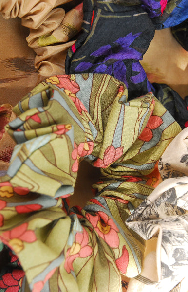 Vintage Print Scrunchie - Sage Dragonfly