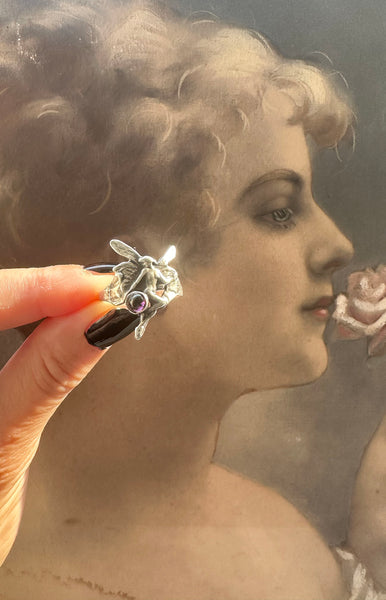 Sterling Fairy Ring with Amethyst / c.1910s