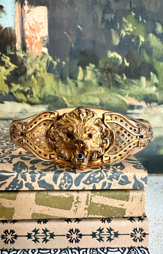 Victorian Lion Head Bangle | S.H initials