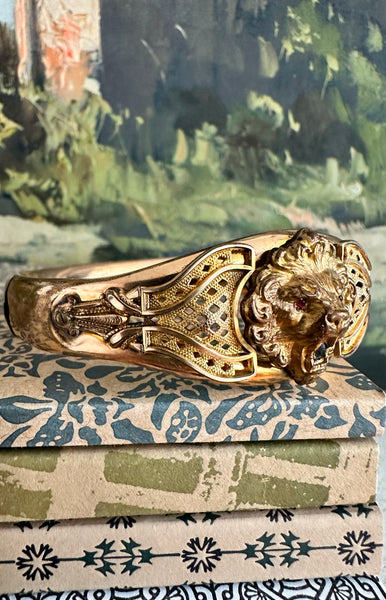 Victorian Lion Head Bangle | S.H initials