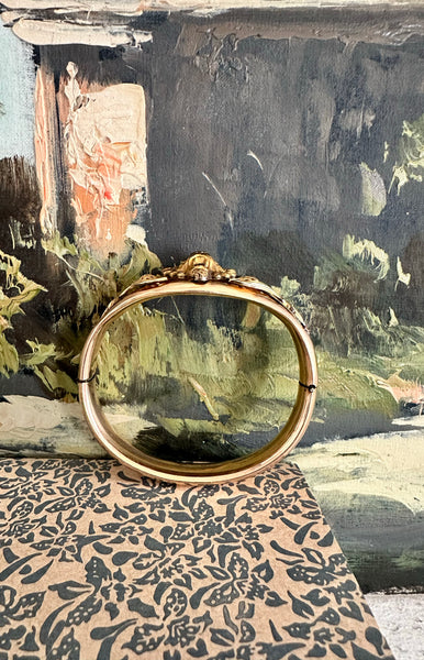 Victorian Lion Head Bangle | S.H initials