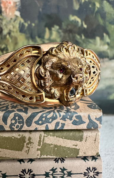 Victorian Lion Head Bangle | S.H initials