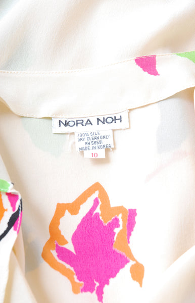 Nora Noh Silk Tulip Hem Blouse / 1980s