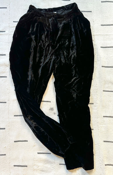 Norma Kamali Black Velvet Pants / 1980s