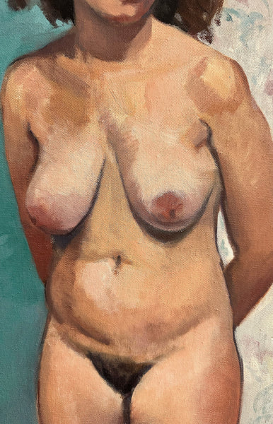 Nude with Floral Background Painting