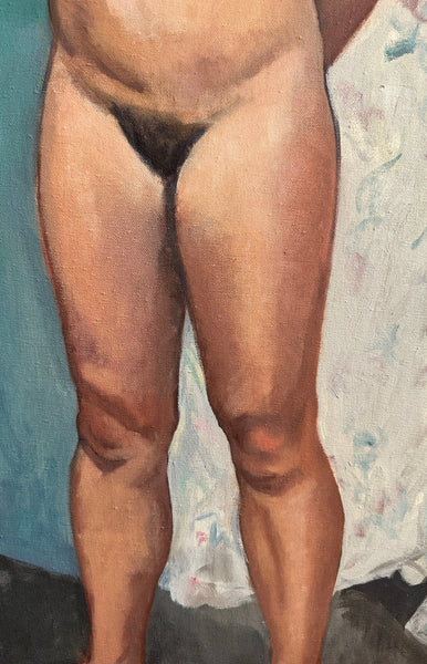 Nude with Floral Background Painting