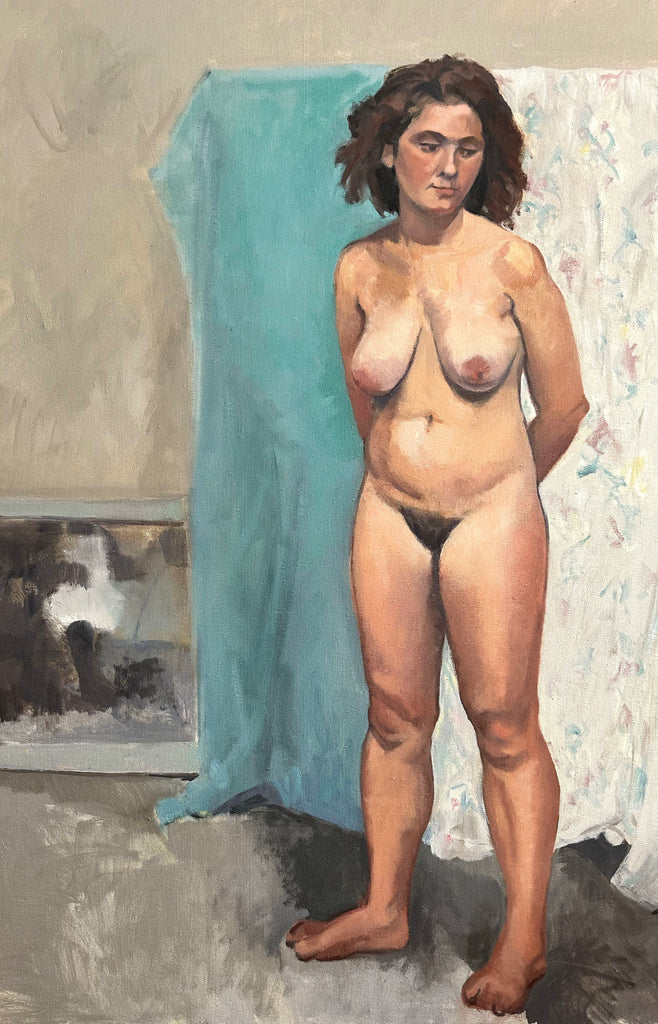Nude with Floral Background Painting