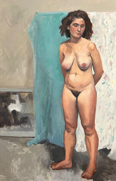 Nude with Floral Background Painting