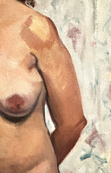 Nude with Floral Background Painting