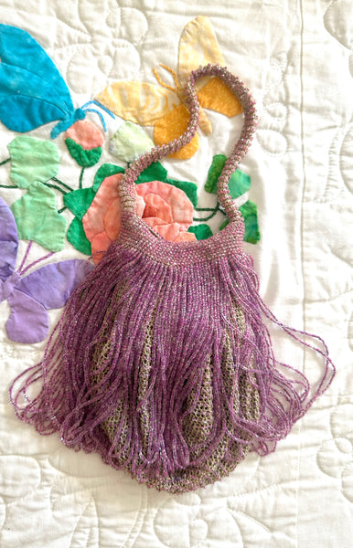 Swinging Lilac Fringe Purse / 1920s