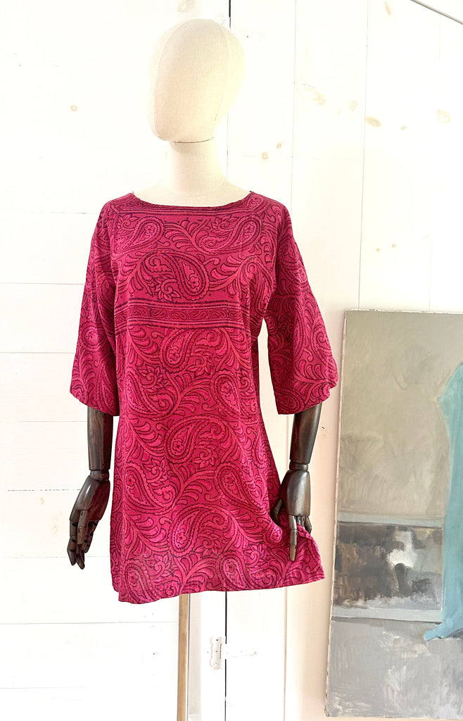 1970s Indian Cotton Paisley Mini Dress