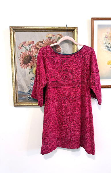 1970s Indian Cotton Paisley Mini Dress