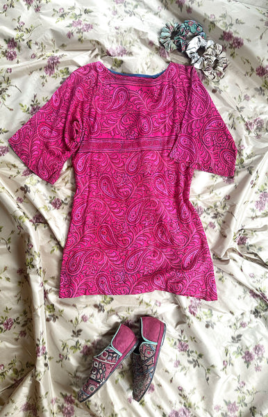1970s Indian Cotton Paisley Mini Dress