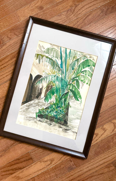 Courtyard Palm Watercolor / 1964