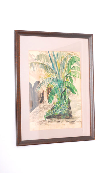 Courtyard Palm Watercolor / 1964
