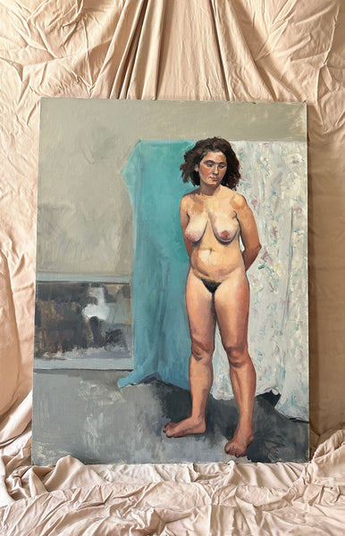 Nude with Floral Background Painting