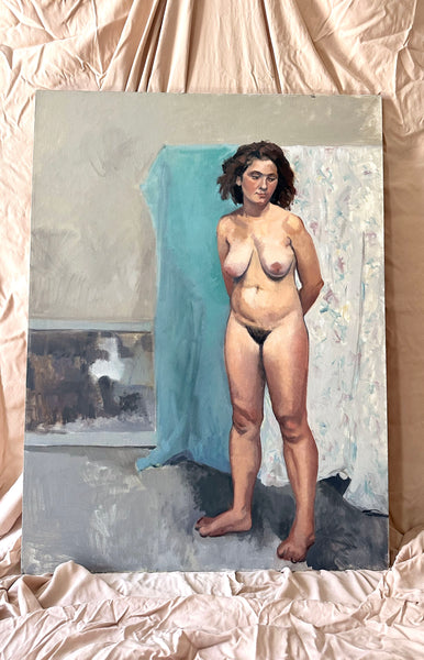 Nude with Floral Background Painting