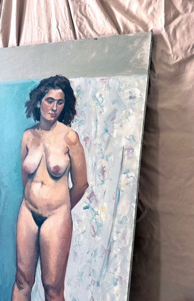 Nude with Floral Background Painting