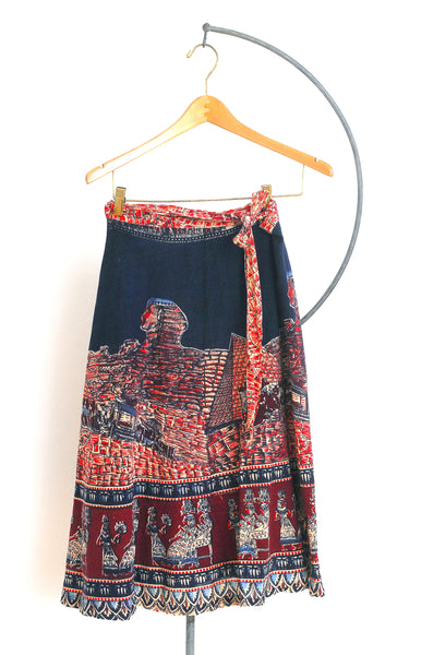 Pyramid Building Wrap Skirt / 1970s