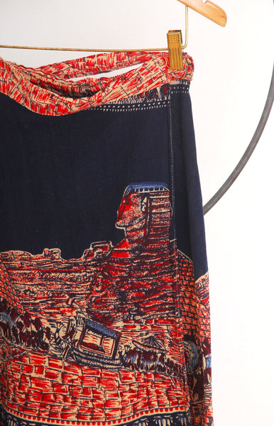 Pyramid Building Wrap Skirt / 1970s