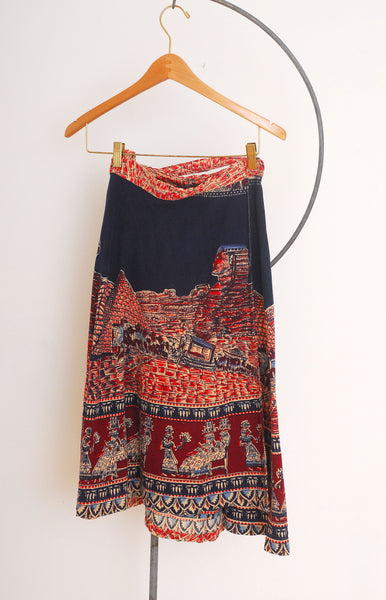 Pyramid Building Wrap Skirt / 1970s