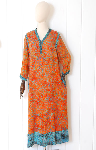 Bohemian Batik Caftan / 1980s