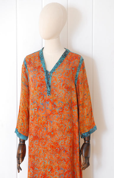 Bohemian Batik Caftan / 1980s