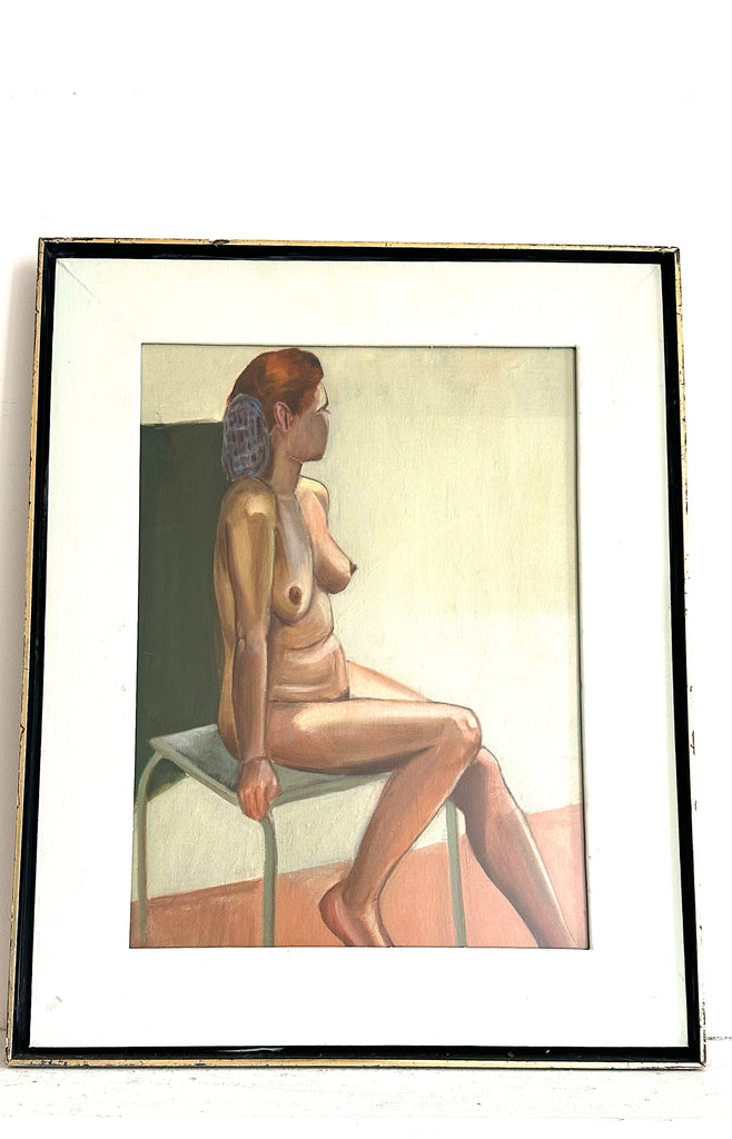 Nude with Snood Painting / c. mid-century