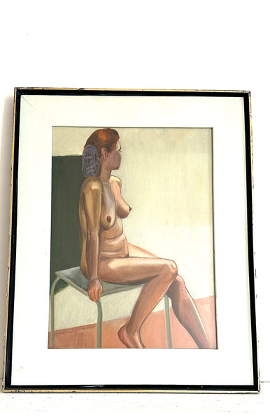Nude with Snood Painting / c. mid-century