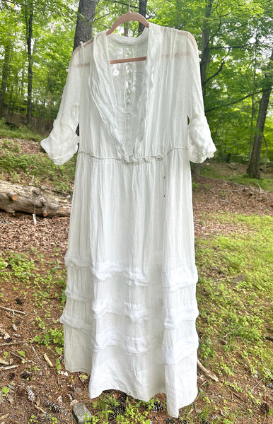 1910s Swiss Dot Antique Dress | Medium