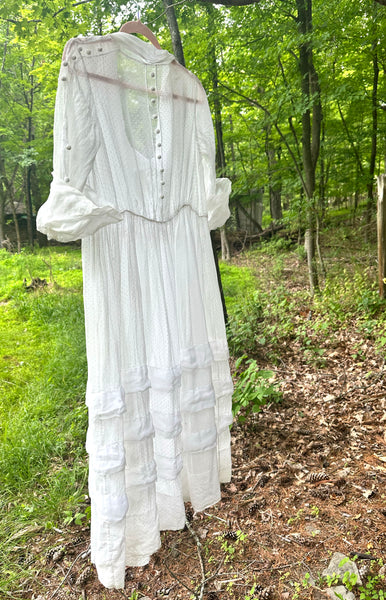 1910s Swiss Dot Antique Dress | Medium