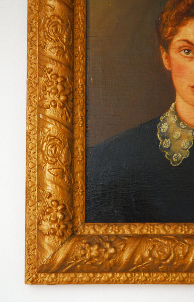 Victorian Lady Oil Painting / Late 1800s
