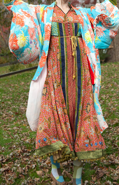 Olive Bauble Peasant Dress