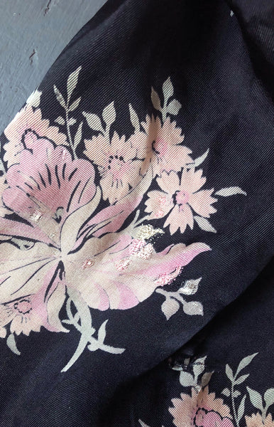 1920s Dark Florals Robe | As Is