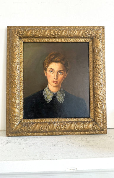 Victorian Lady Oil Painting / Late 1800s