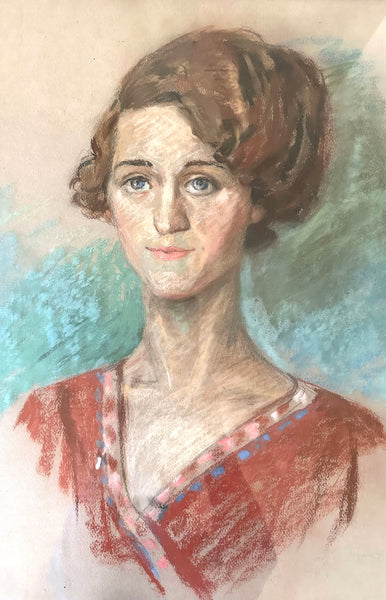 Anna Chalfin of Greenwich Village Pastel Portrait / 1930s