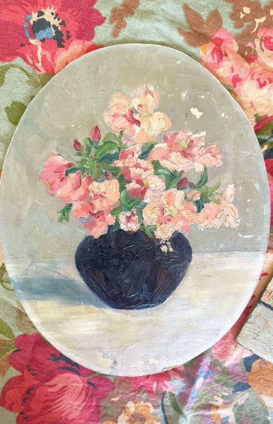 Antique Oval Bouquet Oil  / 1918